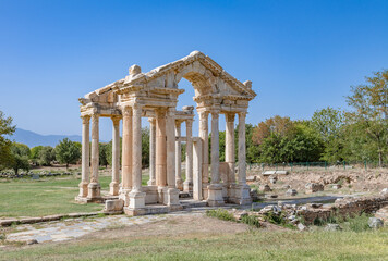 Tetrapylon Gate in Aphrodisias ancient city, Aydin, Turkey..