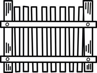 A wooden fence is open and has a cross shape
