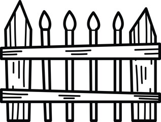 A wooden fence is open and has a cross shape