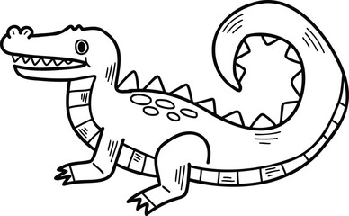 A cartoon drawing of a dinosaur with a big smile on its face