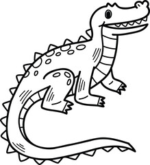 A cartoon drawing of a dinosaur with a big smile on its face