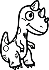 A cartoon dinosaur with a smile on its face
