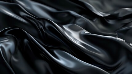 Luxurious black silk fabric with elegant waves