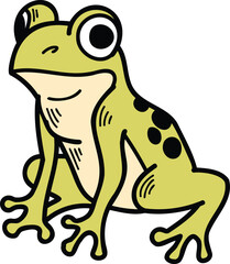 A frog with eyes is sitting on a white background