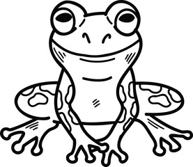 A frog with eyes is sitting on a white background