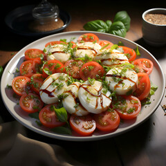 Caprese salad with mozzarella cheese. tomato and basil
