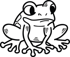 A frog with eyes is sitting on a white background