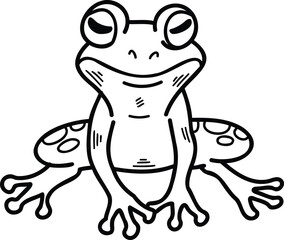 A frog with eyes is sitting on a white background