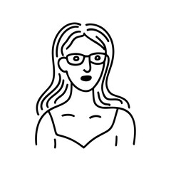 Vector Illustration of a woman with lines drawing for logo,icon, black and white	