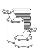 Vector outline drawing on a white isolated background for coloring for children. Metal tin can.