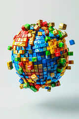 A 3d rendered image of a cube shaped globe.