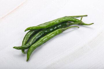 Hot and spicy green chili pepper