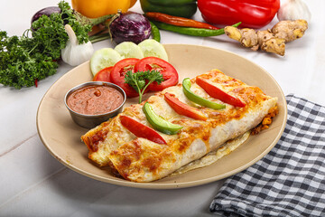 Mexican cuisine Enchiladas with meat