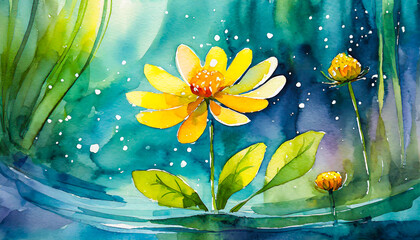 Watercolor painting of flowers