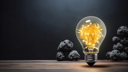 Innovative education concept: crumpled paper light bulb metaphor on blackboard, symbolizing creative ideas and innovation in business learning

