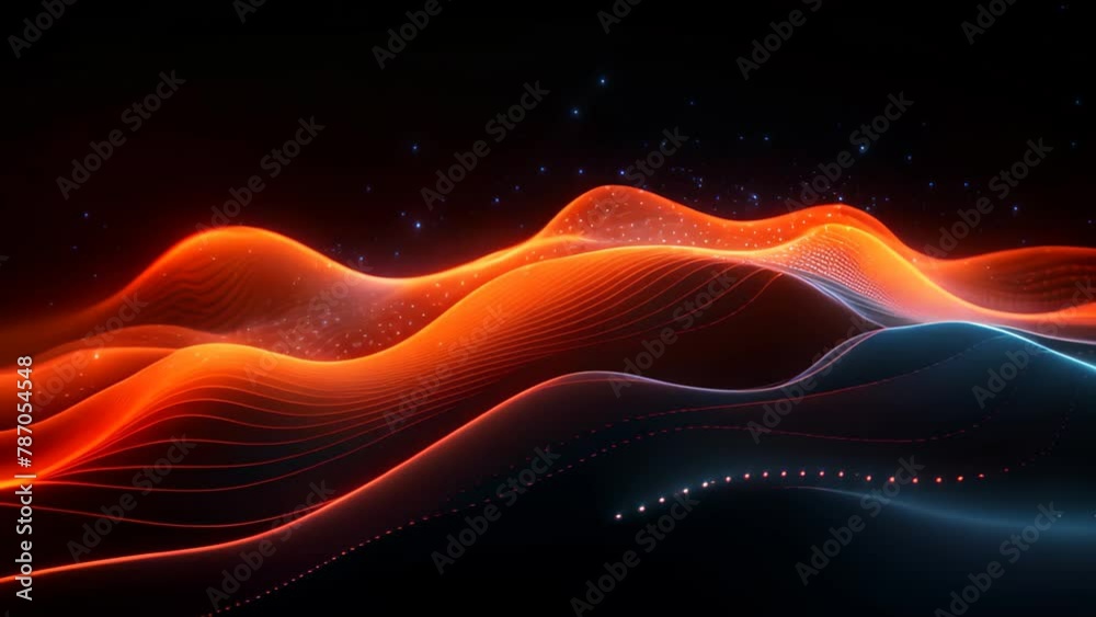 Poster 3d illustration of abstract digital background with flowing particles. futuristic wave design, abstr
