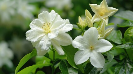 Obraz na płótnie Canvas White and double jasmine varieties of jasmine