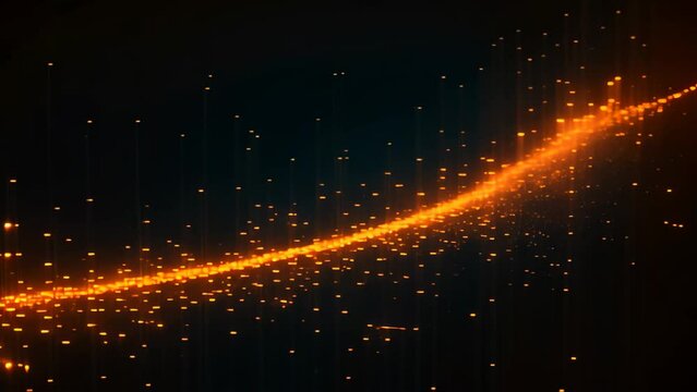Abstract background with dynamic particles. Futuristic technology style. Elegant background for business tech presentations, Abstract digital binary code flowing on a black background