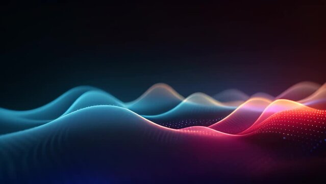 Abstract digital wave with particles. Futuristic technology style. Vector illustration, Abstract digital technology wallpaper with flowing binary waves and data points
