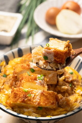 katsudon japanese food fried cutlet pork rice bowl