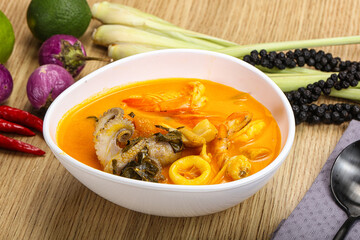 Thai Tom Yum soup with seafood