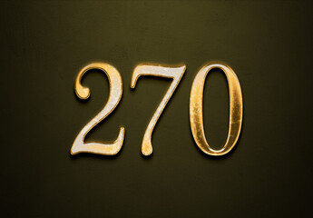 Old gold effect of 270 number with 3D glossy style Mockup.