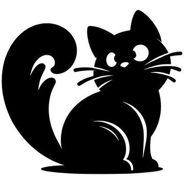 The vector illustration depicts a cute cat with an exotic shape doing funny and amusing poses