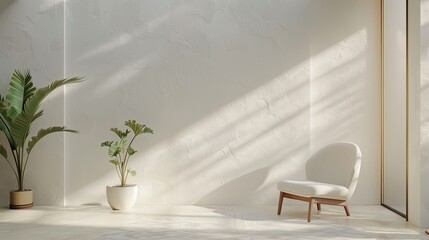 Modern room interior design white wall mockup with armchair and accessories in the room, Generative AI
