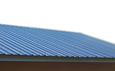 blue metal roof on white background