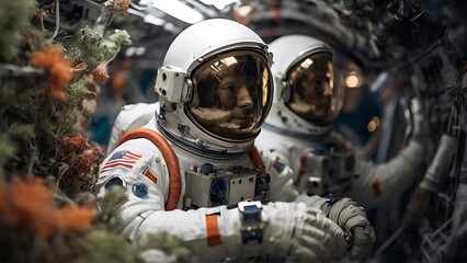 Spacewalk Perspective: Close-Up View of Astronauts in Space