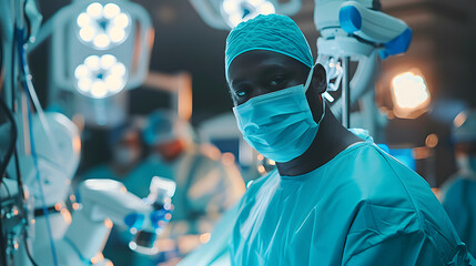 The Medical doctor is performing surgery operation in the operating room - obrazy, fototapety, plakaty