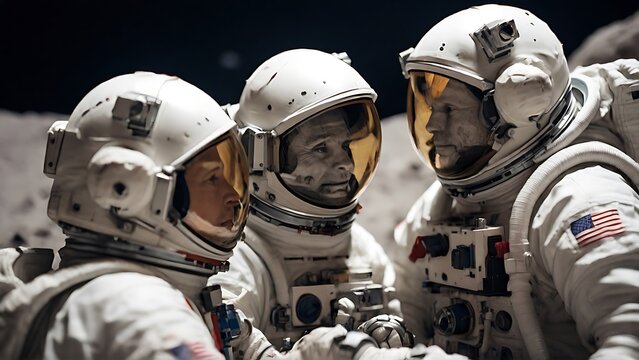 Intergalactic Detail: Close-Up of Astronauts in Outer Space
