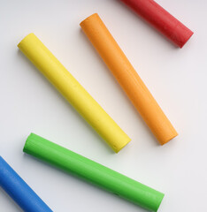 Set of colorful oil pastels on white background.Oil pastels color in box isolated on white background. Crayons