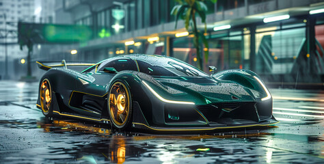 Obraz premium Abstract Modern Illustration of a Super Car Race Car Digital Art Wallpaper Background Backdrop Brainstorming Art