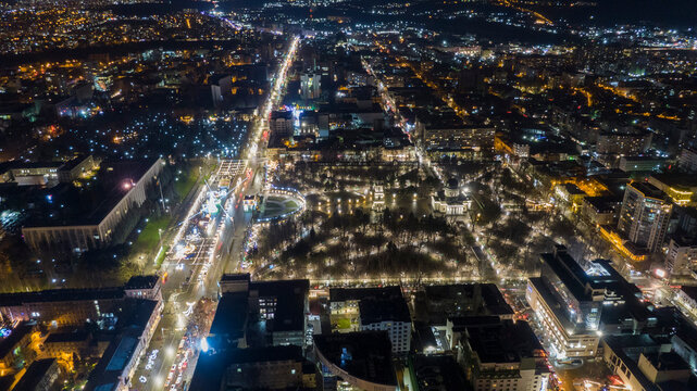 Chisinau at night in lights,and Streets in nocturnal lights