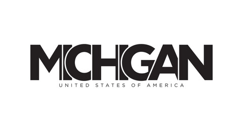 Michigan, USA typography slogan design. America logo with graphic city lettering for print and web.