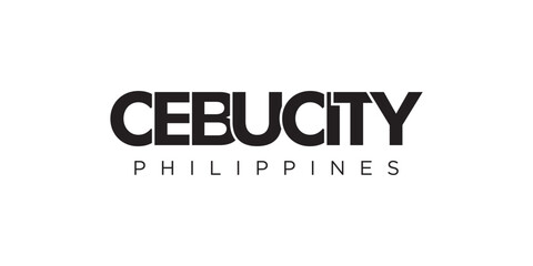 Cebu City in the Philippines emblem. The design features a geometric style, vector illustration with bold typography in a modern font. The graphic slogan lettering.