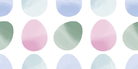 Cute illustration with colorful Easter eggs with watercolor texture, spring banner