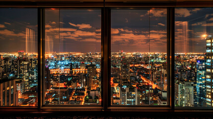 A night city view from a luxury apartment