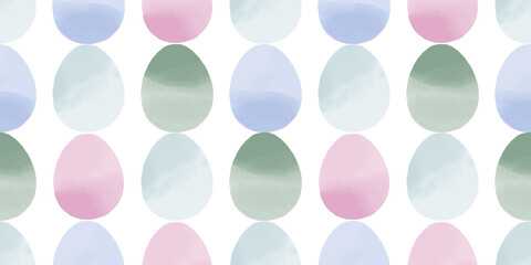 Cute illustration with colorful Easter eggs with watercolor texture, spring banner