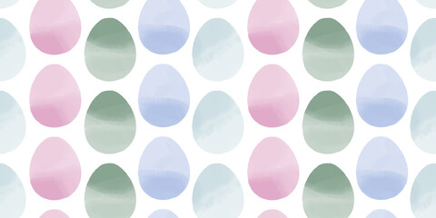 Cute illustration with colorful Easter eggs with watercolor texture, spring banner