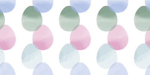 Cute illustration with colorful Easter eggs with watercolor texture, spring banner