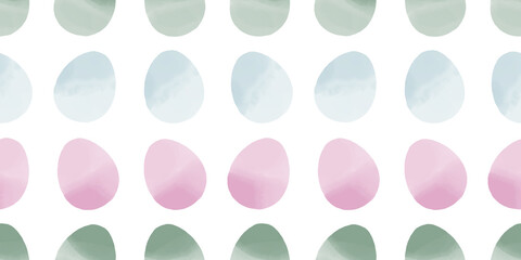 Cute illustration with colorful Easter eggs with watercolor texture, spring banner