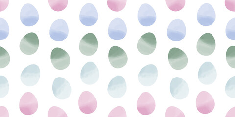 Obraz premium Cute illustration with colorful Easter eggs with watercolor texture, spring banner