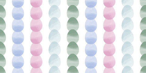 Cute illustration with colorful Easter eggs with watercolor texture, spring banner