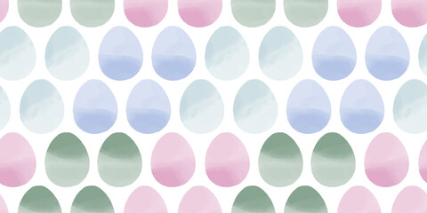 Cute illustration with colorful Easter eggs with watercolor texture, spring banner
