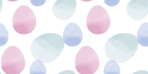 Cute illustration with colorful Easter eggs with watercolor texture, spring banner