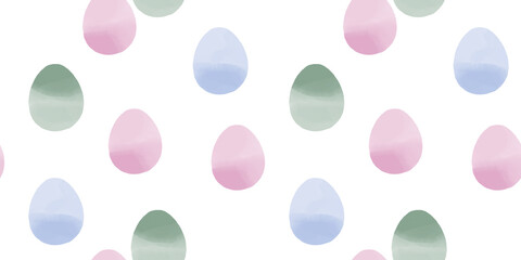 Cute illustration with colorful Easter eggs with watercolor texture, spring banner