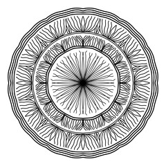 mandala circle pattern vintage decorative pattern indian skin painting tattoo oriental art Mandala floral coloring page for adults relaxation, black and white mandala coloring page hand drawn outlined