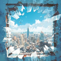 Unleash the Power of this Explosive Cityscape Image - A Dynamic Window View into an Urban Wonderland.